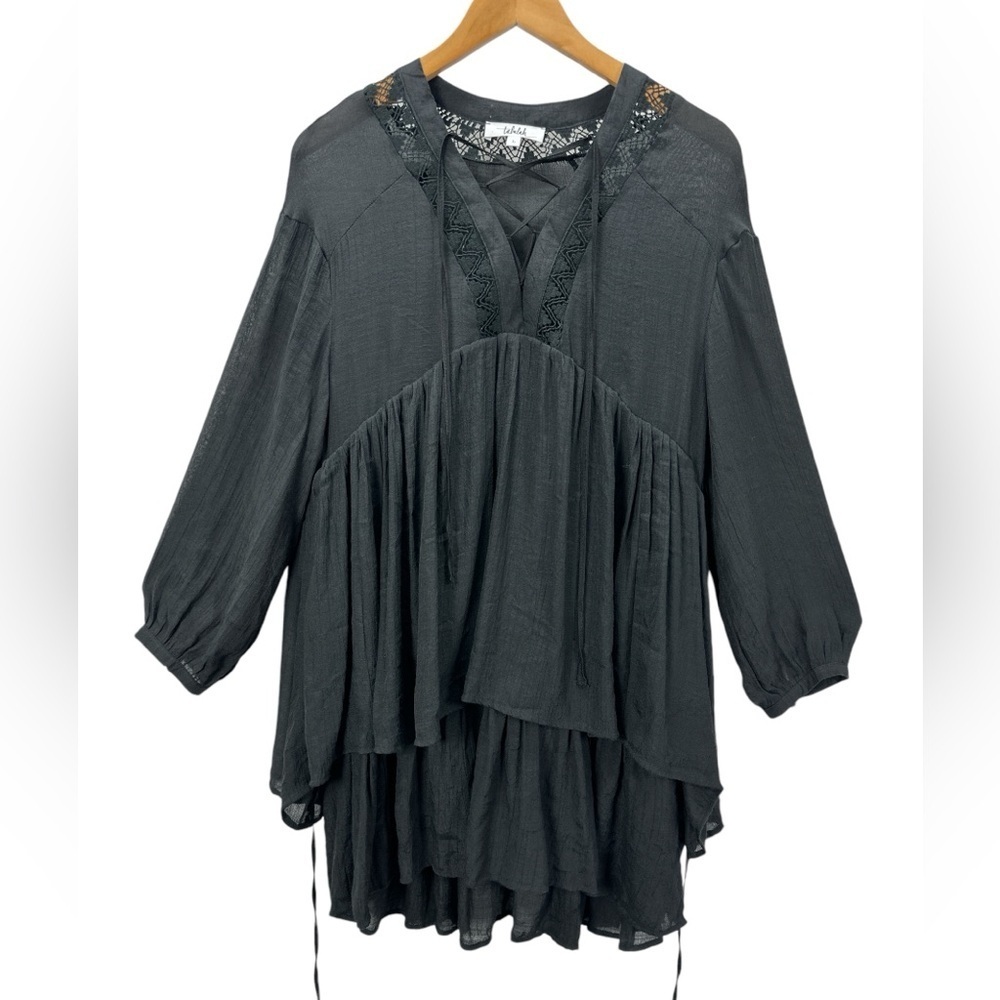 TALULAH Black Crinkled Layered Mini Dress